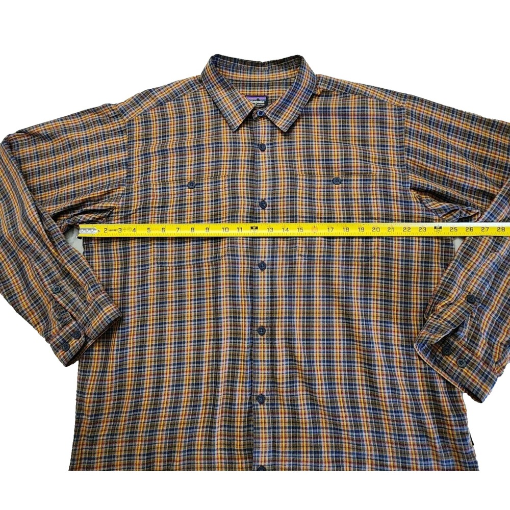 Patagonia Organic Cotton Shirt Men's Large Brown Striped Button Up Long Sleeve - Picture 5 of 8